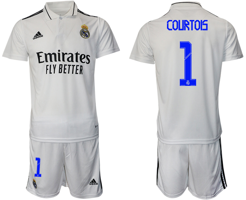 Men 2022-2023 Club Real Madrid home white #1 Adidas Soccer Jersey->customized soccer jersey->Custom Jersey